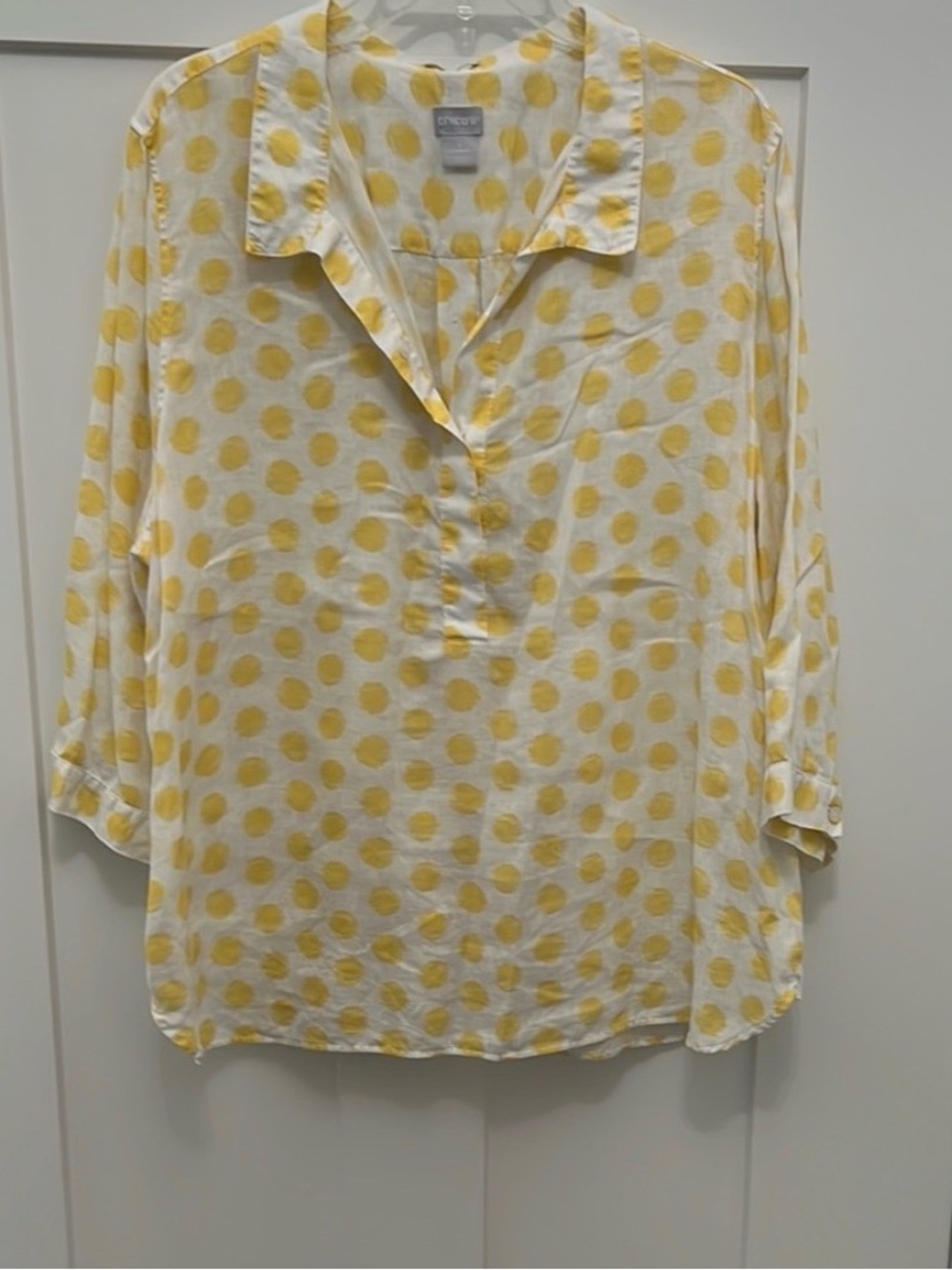 Chico's White Tunic with Yellow Polka Dots